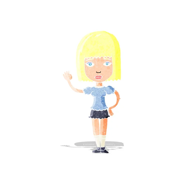 Cartoon vrouw zwaaien — Stockvector