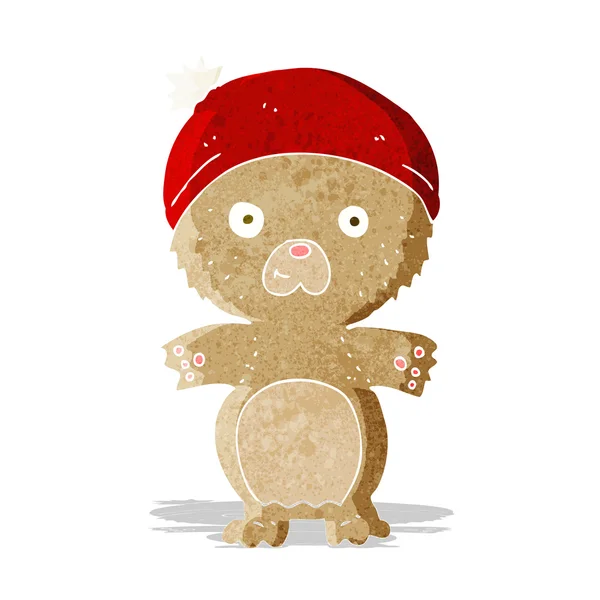 Cartoon cute teddy bear in hat — Stock Vector