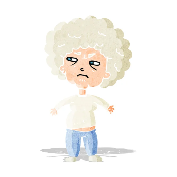 Desenho animado irritado velha mulher — Vetor de Stock