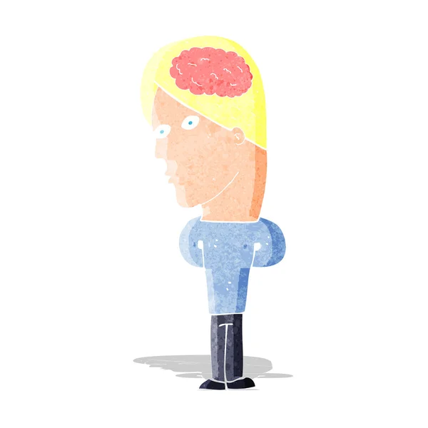 Człowiek z kreskówki z wielkim mózgiem — Wektor stockowy