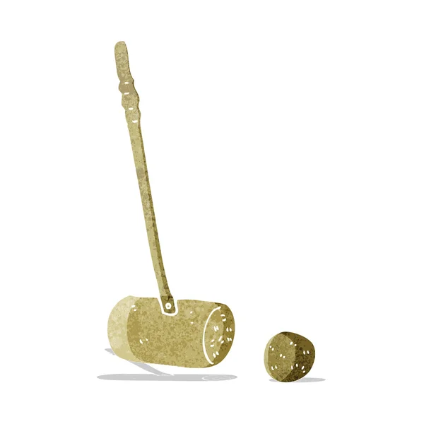 Mallet croquet desenhos animados e bola — Vetor de Stock