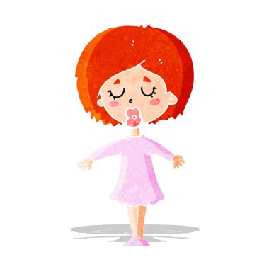 elbiseli kadın karikatür