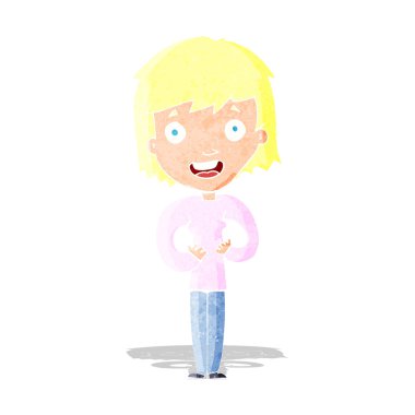 karikatür mutlu kadın