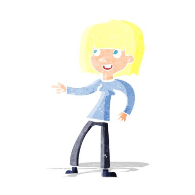 işaret eden karikatür kız