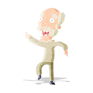 Çizgi film korkak yaşlı adam.