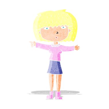 işaret eden karikatür kız