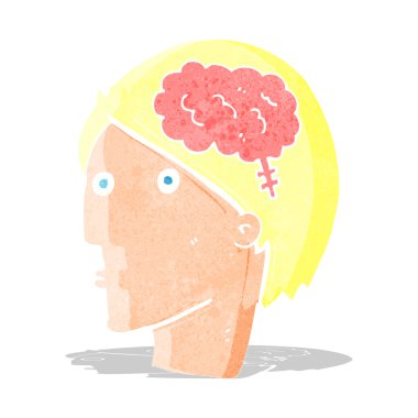 Beyin sembolü olan çizgi film adamı.