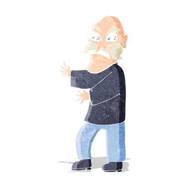 Çizgi film kızgın yaşlı adam.