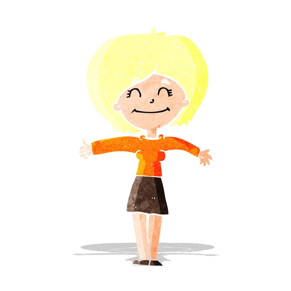 Cartoon woman giving thumbs up sign — Stock Vector