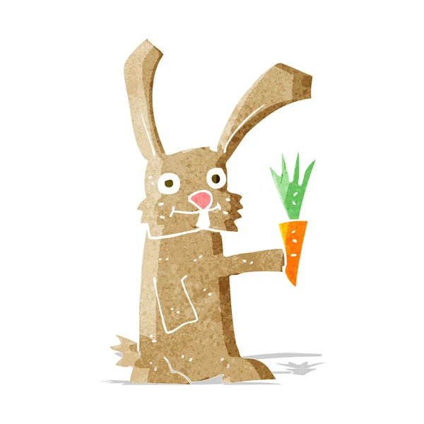 Havuçlu çizgi film tavşanı — Stok Vektör
