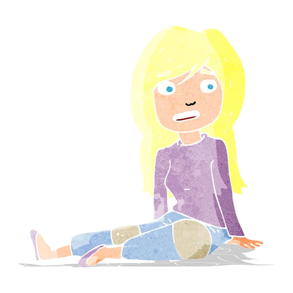 Cartoon meisje zitten op de vloer — Stockvector