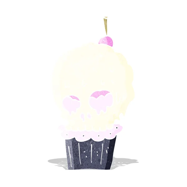 Cartoon spooky skull cupcake — Stock Vector