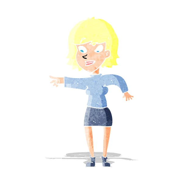 Mujer de dibujos animados señalando — Vector de stock