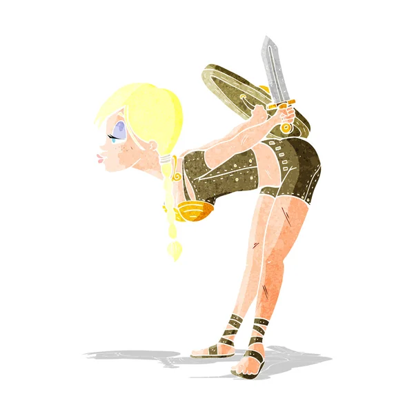 Cartoon viking girl bowing — Stock Vector