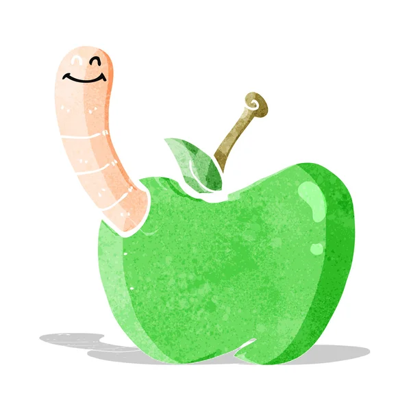 Cartoon appel met worm — Stockvector