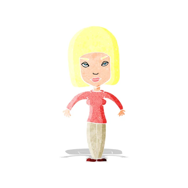 Cartoon vrouw shrugging schouders — Stockvector