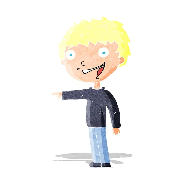 Desenho animado menino feliz rindo — Vetor de Stock