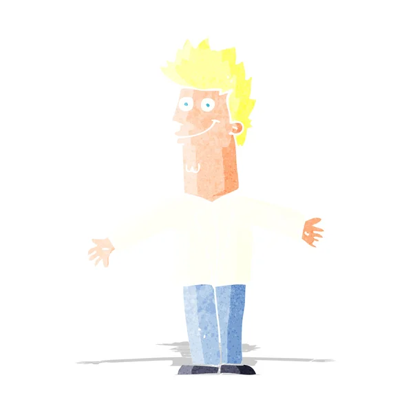 Karikatur glücklicher Mann mit offenen Armen — Stockvektor