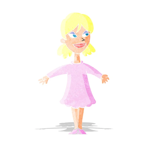 Mujer de dibujos animados con los brazos abiertos — Vector de stock