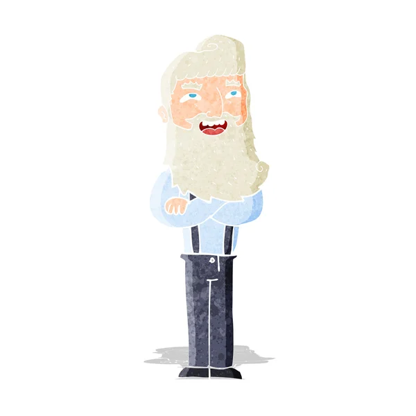 Dibujos animados hombre feliz con barba — Archivo Imágenes Vectoriales