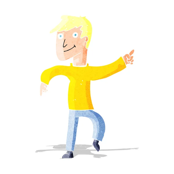 Kreslený šťastný muž ukazující — Stockový vektor