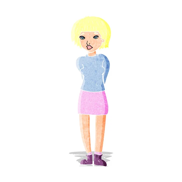 Cartoon verlegen vrouw — Stockvector