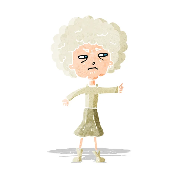 Cartoon annoyed old woman — Stock Vector