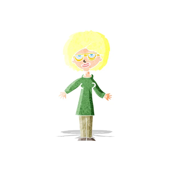 Donna dei cartoni animati con gli occhiali — Vettoriale Stock