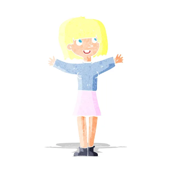 Cartoon excited woman — Stock Vector