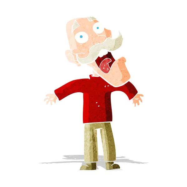 Cartoon terrified old man — Stock Vector