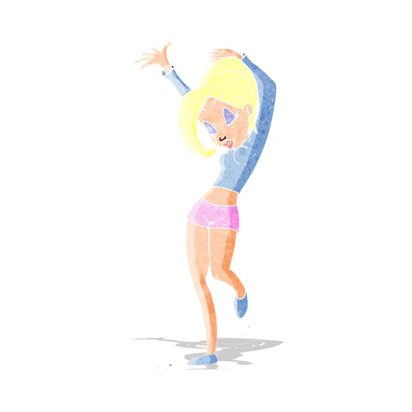 Cartoon pretty woman dancing — Stock Vector