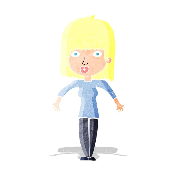 Cartoon vrouw schouderophalend — Stockvector