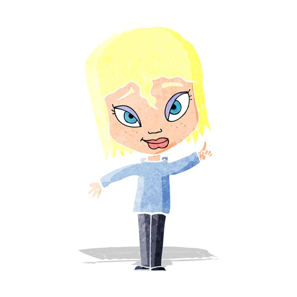 Cartoon vrouw met idee — Stockvector