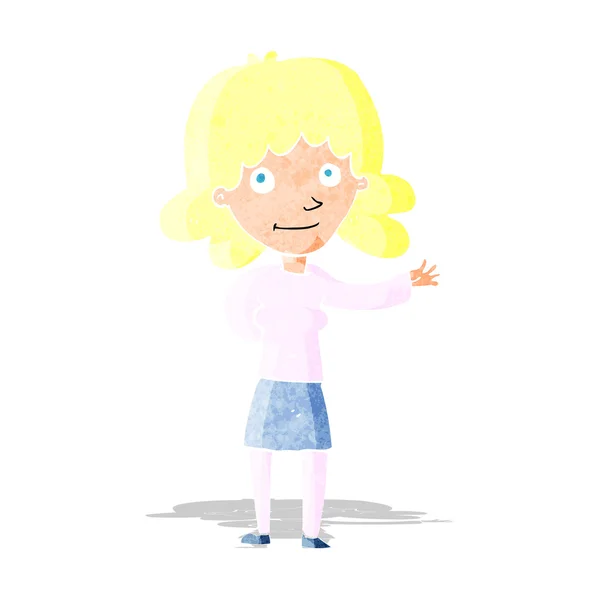 Mujer amigable de dibujos animados — Vector de stock