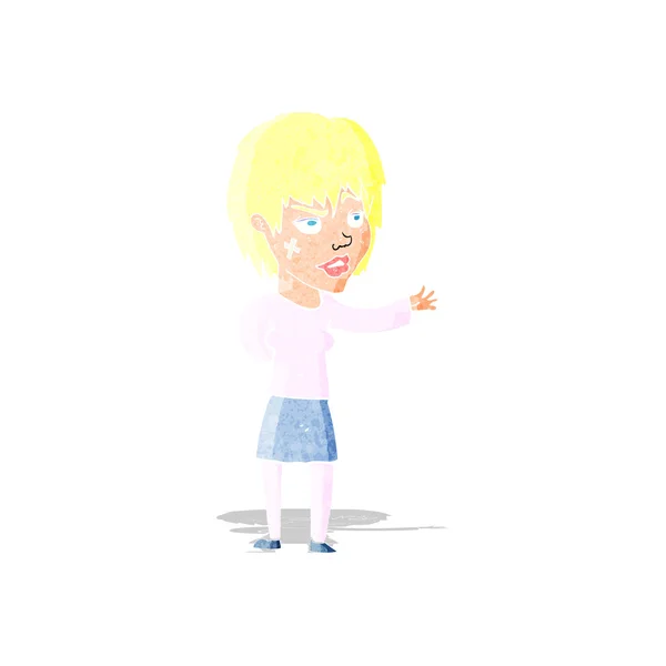 Kreslená žena s nalepenou omítkou na obličeji — Stockový vektor