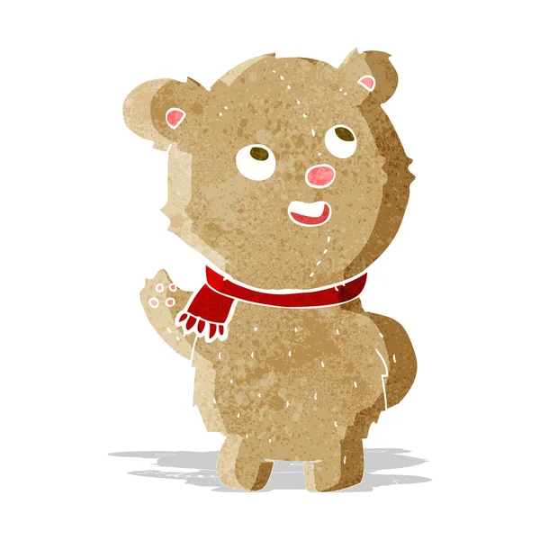 Cartoon cute teddy bear with scarf — Stock Vector