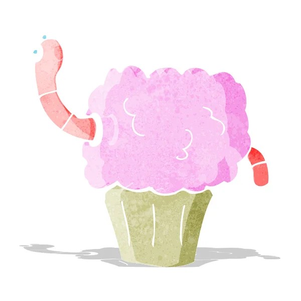 Worm dos desenhos animados em cupcake — Vetor de Stock