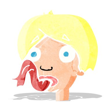 Çizgi film kafasının dili çıkmış.