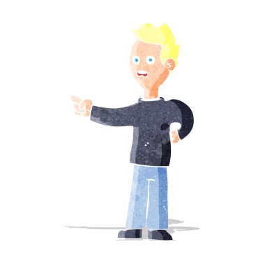 Şok olmuş çocuk işaret ediyor.