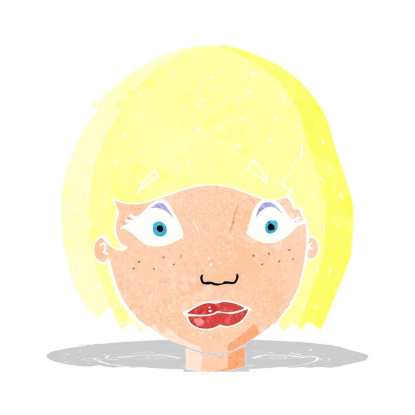 Cartoon worried female face — Stock Vector