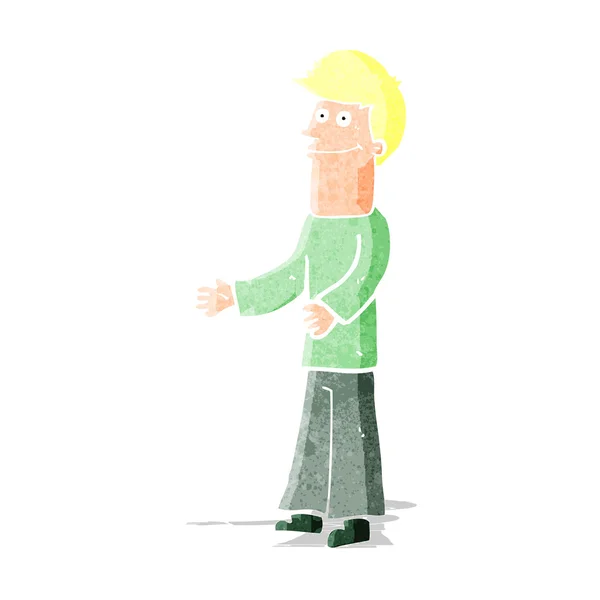 Hombre de dibujos animados encogiéndose de hombros — Vector de stock