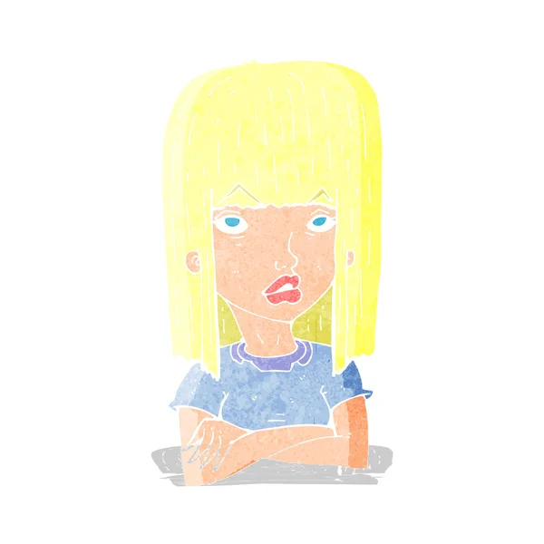 Fille de dessin animé avec les bras croisés — Image vectorielle