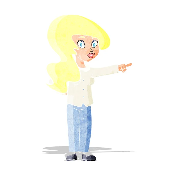 Dessin animé jolie femme pointant — Image vectorielle