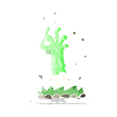 Çizgi film zombi eli yerden yükseliyor.