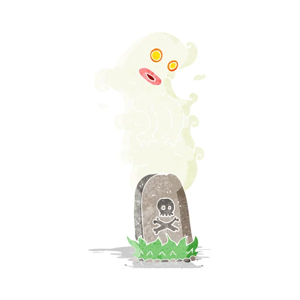 Fantasma de dibujos animados saliendo de la tumba — Vector de stock