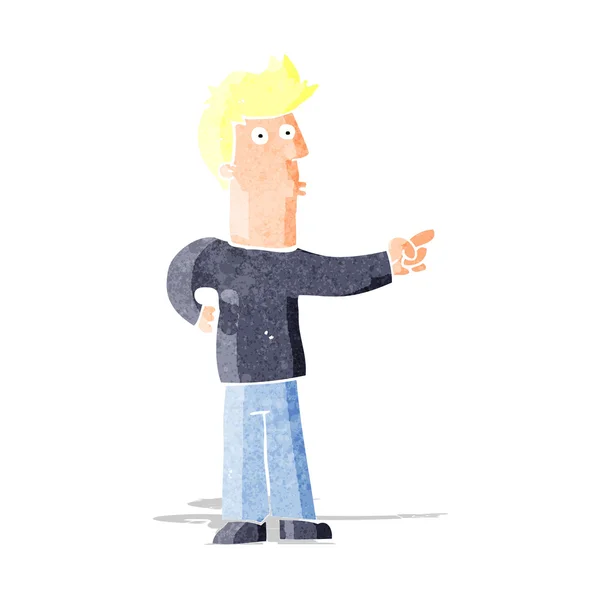 Cartoon curious man pointing — Stock Vector