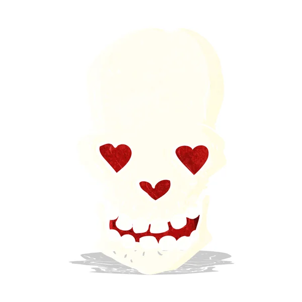 Cartoon schedel met liefde hart ogen — Stockvector