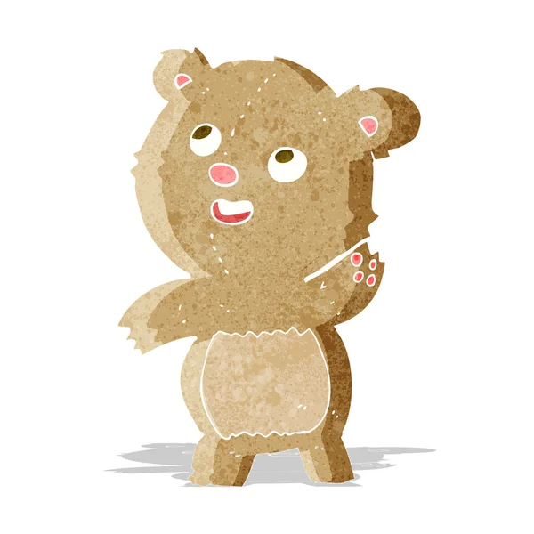 Cartoon cute waving teddy bear — Stock Vector