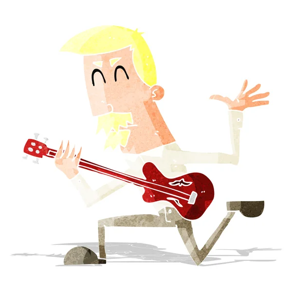 Kreslený muž hraje na elektrickou kytaru — Stockový vektor