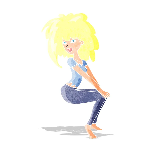 Mujer de dibujos animados con el pelo grande — Vector de stock